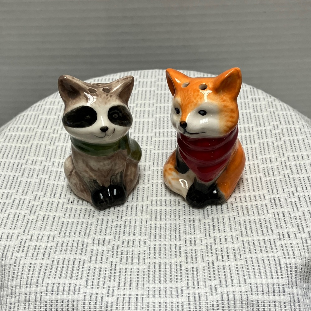 Raccoon and Fox Ceramic Shakers